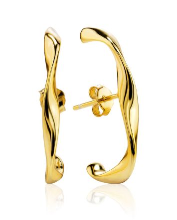 Hammered 18ct Gold on Sterling Silver ​Cuffed Earrings The Liquid, image 