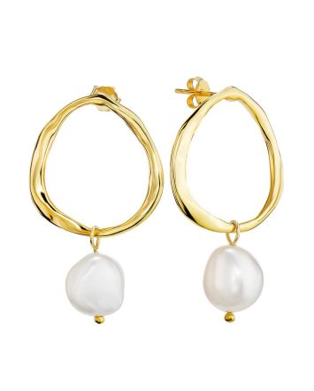 Gold Plated Silver Earrings With Pearl Dangles The Palazzo, image 