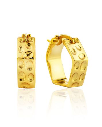 Hexagonal Gold Plated Silver Hoop Earrings The ICONIC, image 