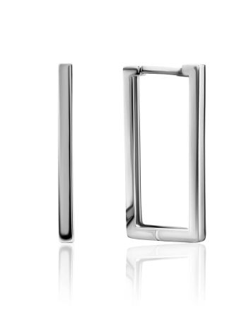 Rectangular Silver Hoops The ICONIC, image 