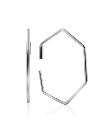 Silver Angled Hoop Earrings The ICONIC, image 