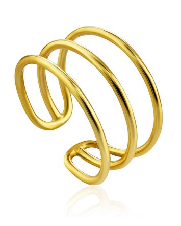 Gold Plated Silver Triple Ring The ICONIC, Ring Size: Adjustable, image 