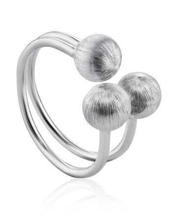 Matt Silver Adjustable Ring The Liquid, Ring Size: Adjustable, image 