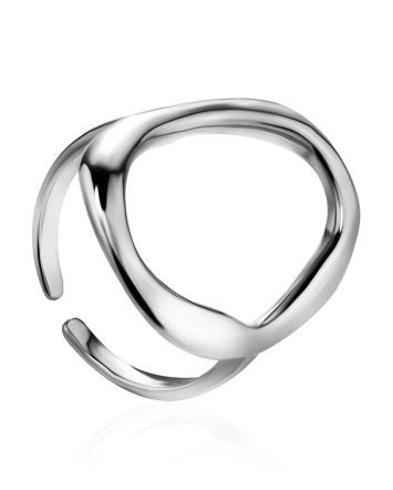 Stunning Contemporary Design Sterling Silver Ring The Liquid, Ring Size: Adjustable, image 