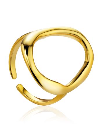 Stunning Contemporary Design Gold-Plated Silver Ring The Liquid, Ring Size: Adjustable, image 