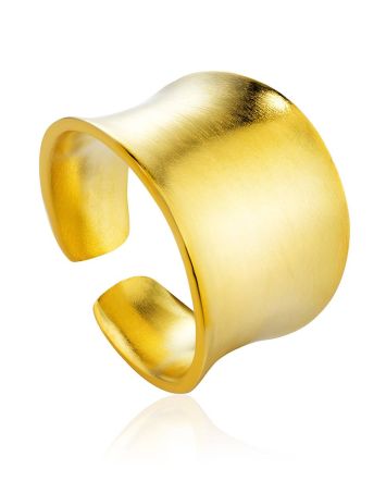 Gorgeous Gold-Plated Silver Ring With Brushed Finish The Liquid, Ring Size: Adjustable, image 