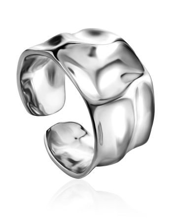 Luxurious Statement Sterling Silver Ring The Liquid, Ring Size: Adjustable, image 