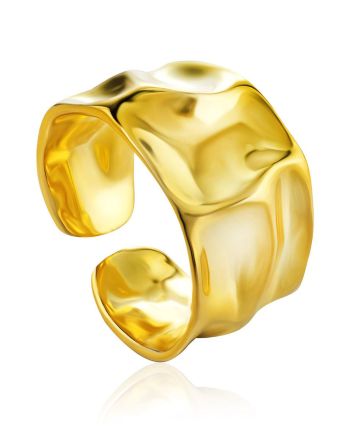 Stunning Sculpted Gold-Plated Silver Ring The Liquid, Ring Size: Adjustable, image 