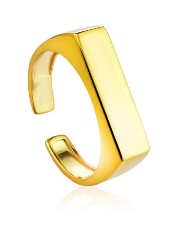 Geometric Gold-Plated Silver Ring The ICONIC, Ring Size: Adjustable, image 