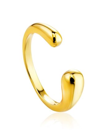 Gorgeous Gold-Plated Silver Ring The Liquid, Ring Size: Adjustable, image 