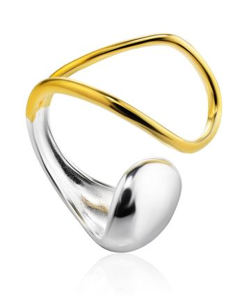 Stunning Two-Tone Silver Ring The Liquid, Ring Size: Adjustable, image 