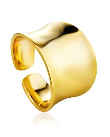 Sleek Gold-Plated Silver Ring The Liquid, Ring Size: Adjustable, image 