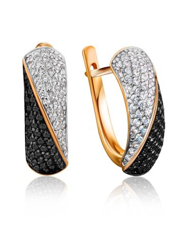 Black And White Crystal Earrings In Gold, image 