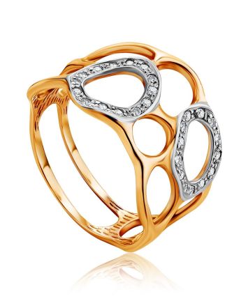 Designer Gold Crystal Band Ring, Ring Size: 8 / 18, image 