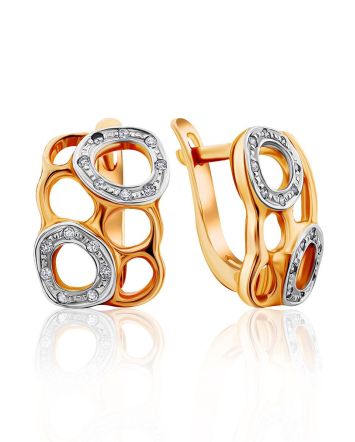 Chic Gold Crystal Earrings, image 