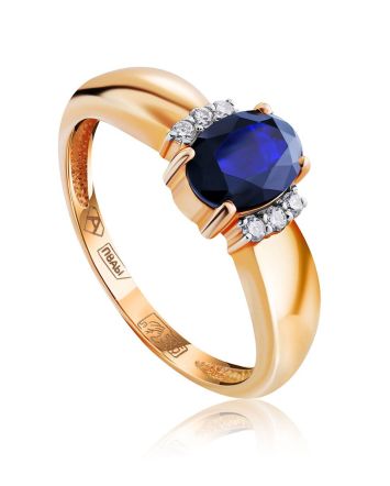 Refined Gold Sapphire Diamond Ring, Ring Size: 8 / 18, image 