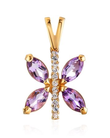Butterfly Design Gold Amethyst Pendant The April, image 