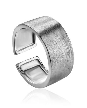 Contemporary brush finish sterling silver unisex ring The ICONIC, Ring Size: Adjustable, image 