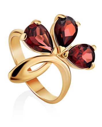 Chic Gold Garnet Ring The Flora, Ring Size: 6 / 16.5, image 