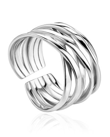 Twisted Silver Ring The ICONIC, Ring Size: Adjustable, image 