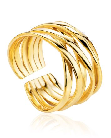 Twisted Gold Plated Silver Ring The ICONIC, Ring Size: Adjustable, image 