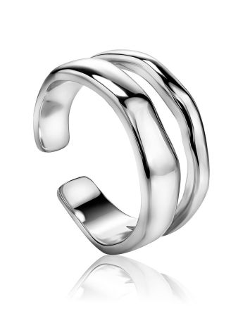 Double Line Statement Sterling Silver ​Ring​ The Liquid, Ring Size: Adjustable, image 