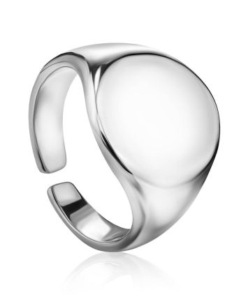 Chunky Silver Signet Ring The ICONIC, Ring Size: Adjustable, image 