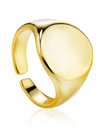 Chunky Gold Plated Silver Signet Ring The ICONIC, Ring Size: Adjustable, image 