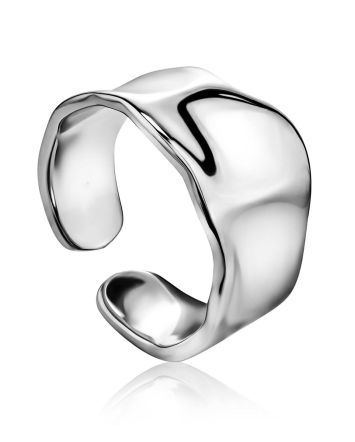 Statement Silver Molten Wave Ring The Liquid, Ring Size: Adjustable, image 
