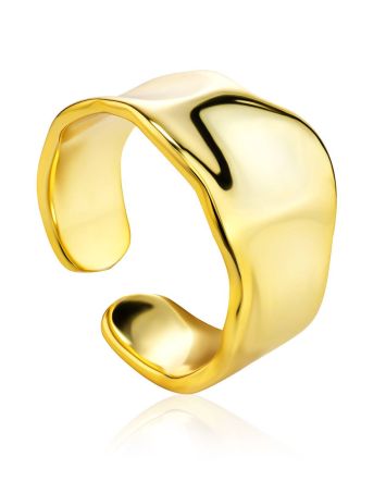Statement 18ct Gold on Sterling Silver Molten Wave Ring The Liquid, Ring Size: Adjustable, image 