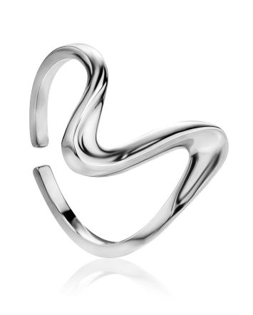 Silver Abstract Wave Ring The Liquid, Ring Size: Adjustable, image 