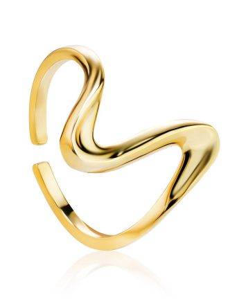 18ct Gold on Sterling Silver Abstract Wave Ring The Liquid, Ring Size: Adjustable, image 