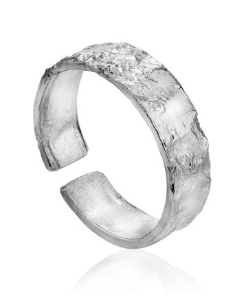Textured Silver Ring The Liquid, Ring Size: Adjustable, image 