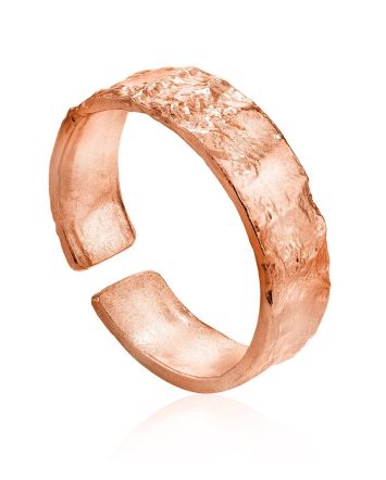 Textured Rose Gold on Sterling Silver Ring  The Liquid, Ring Size: Adjustable, image 