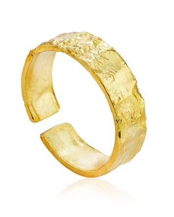 Textured Gold Plated Silver Ring The Liquid, Ring Size: Adjustable, image 