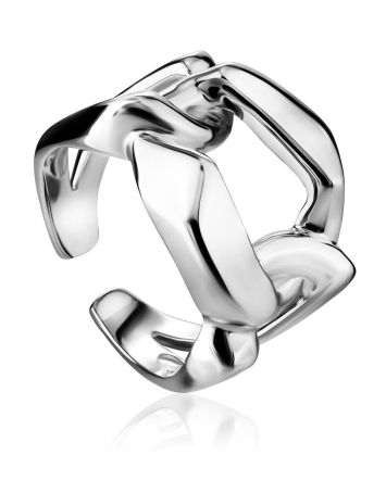 Chunky Silver Chain Ring The ICONIC, Ring Size: Adjustable, image 