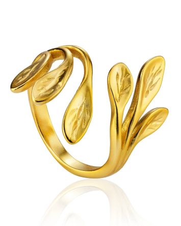 Floral Design Gilded Ring The Liquid, Ring Size: Adjustable, image 