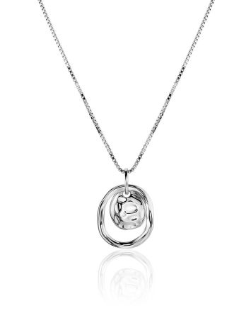 Silver Necklace With Sleek Pendant The Liquid, image 
