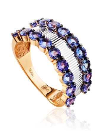 Fabulous Gold Tanzanite Band Ring, Ring Size: 8.5 / 18.5, image 