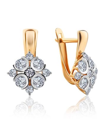 Classy Gold Crystal Earrings, image 