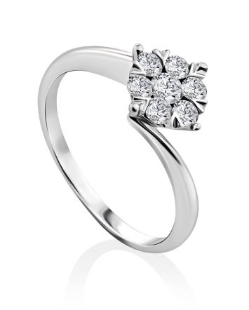 Stylish White Gold Diamond Ring, Ring Size: 6.5 / 17, image 
