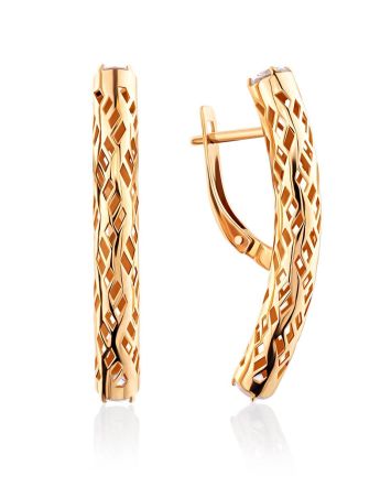 Designer Golden Earrings With Crystals, image 