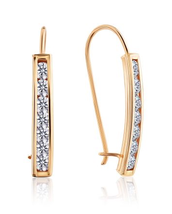 Chic Gold Crystal Earrings, image 