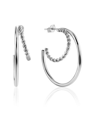 Boho Chic Silver Hoops The Liquid, image 