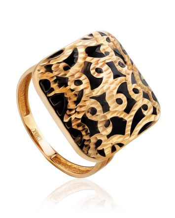 Fabulous Ornate Gold Enamel Ring, Ring Size: 8 / 18, image 