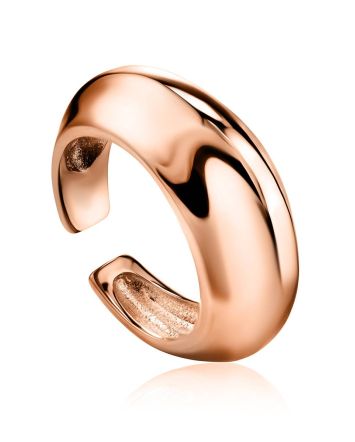 High-Polished Modern Rose Plated Silver Ring The ICONIC, Ring Size: Adjustable, image 