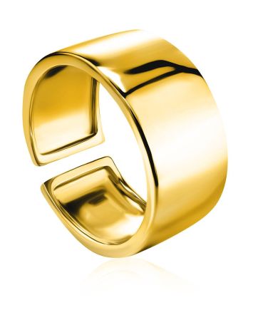 Minimalistic Gold Plated Silver Unisex Ring The ICONIC, Ring Size: Adjustable, image 