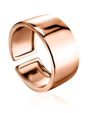 Minimalistic Rose Plated Silver Unisex Ring The ICONIC, Ring Size: Adjustable, image 