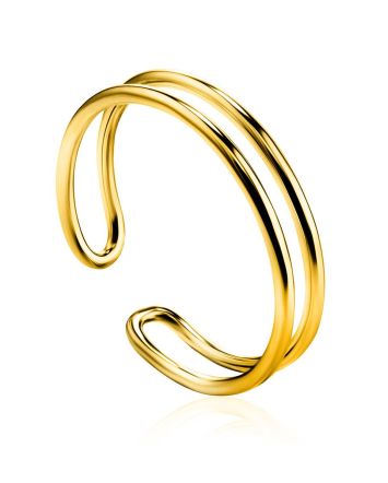 Stylish Gilded Silver Double Band Ring The ICONIC, Ring Size: Adjustable, image 