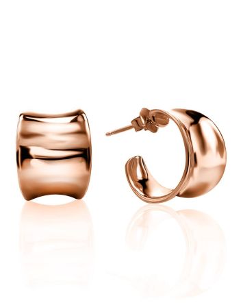 Rose Plated Sterling Silver Creole Stud Hoop Earrings The Liquid, image 